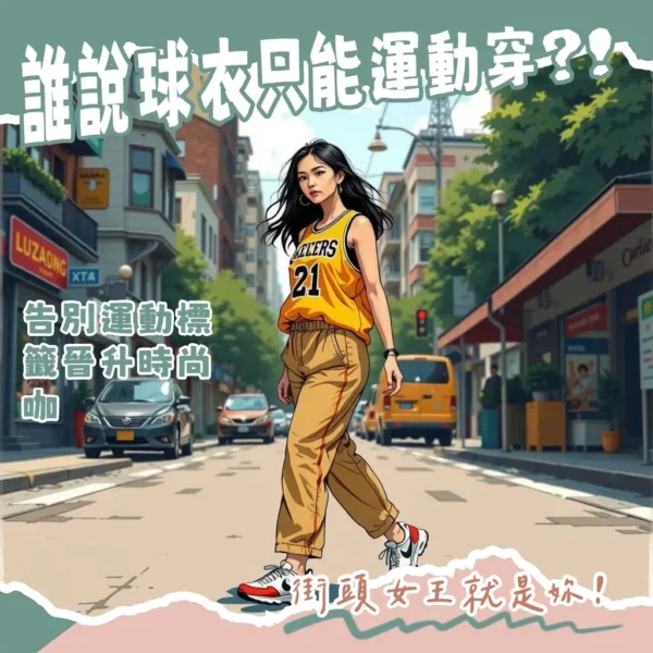 女生籃球衣穿搭多種風格，包含下半身失蹤、高腰褲搭配、Blokette風，輕鬆打造潮流運動感。