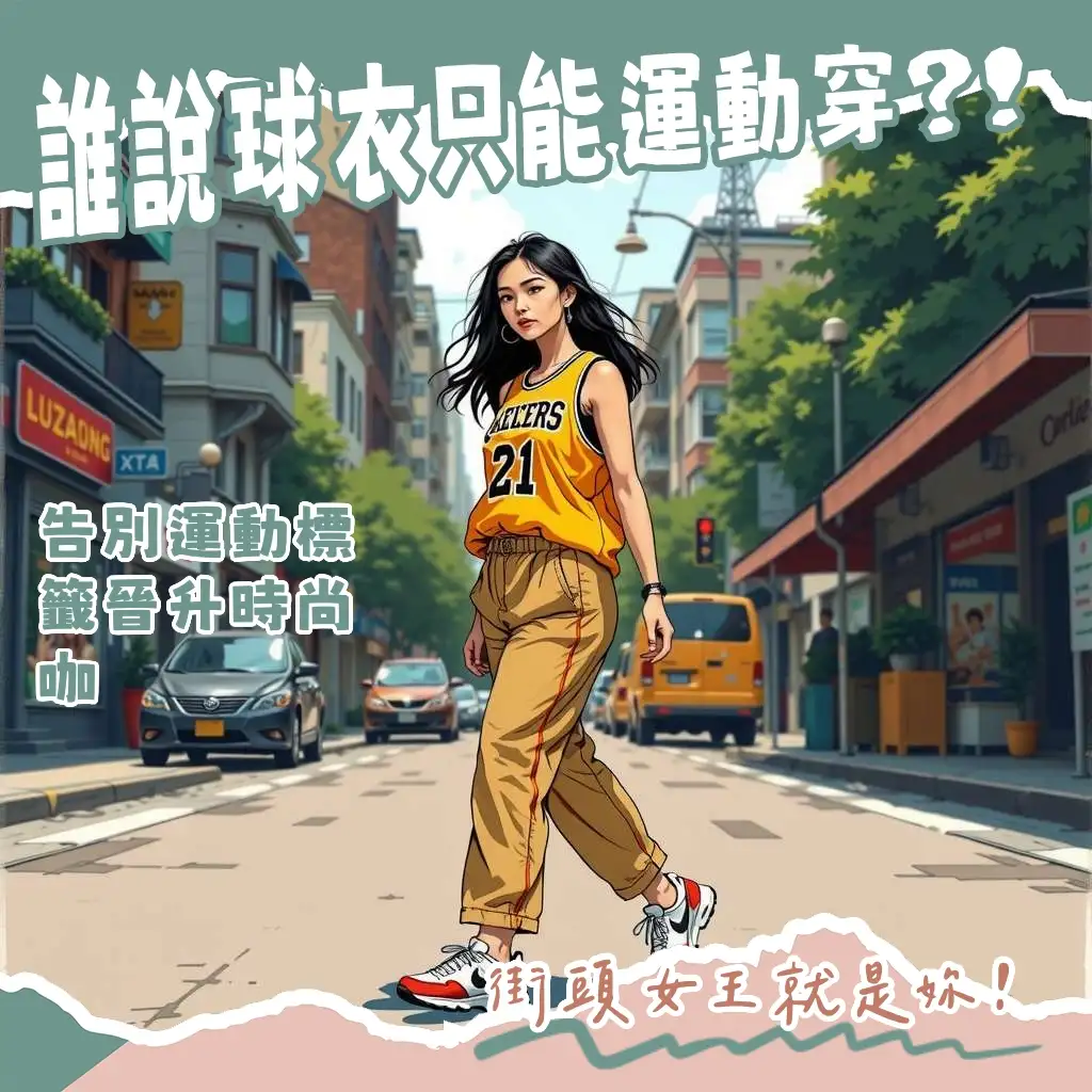 女生籃球衣穿搭多種風格，包含下半身失蹤、高腰褲搭配、Blokette風，輕鬆打造潮流運動感。
