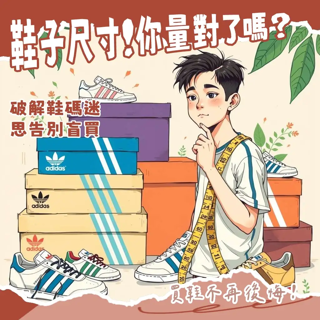 adidas鞋子尺寸指南，包含UK、US、CM換算，腳長測量，各鞋款版型建議，讓你輕鬆選對Adidas鞋。