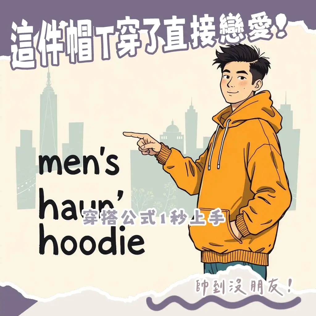 一位穿著Oversize高磅數男帽T的男性，展現街頭穿搭風格，說明男帽T選購與搭配技巧。