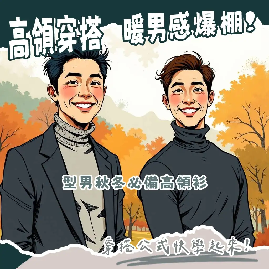 高領上衣男穿搭圖：秋冬男士高領毛衣內搭、單穿與疊穿技巧，展現都會雅痞與韓系風格。
