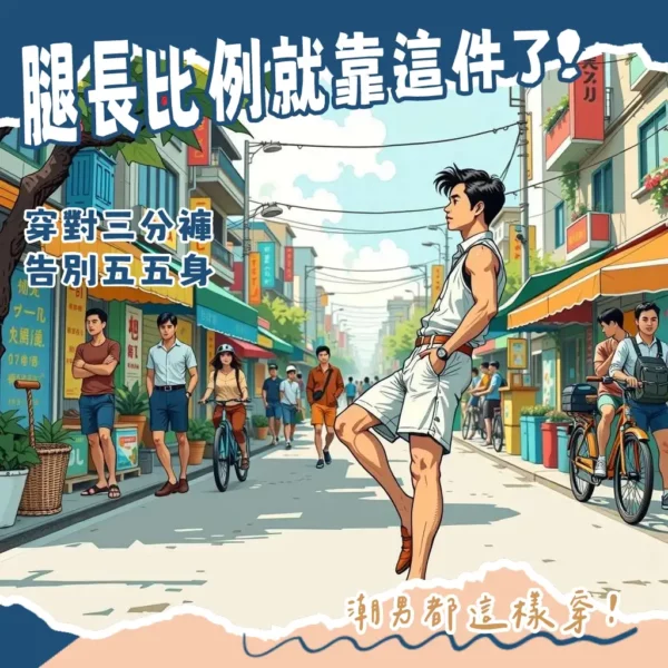 三分褲男穿搭指南，教你如何挑選、搭配短褲，穿出自信運動風與腿長比例。