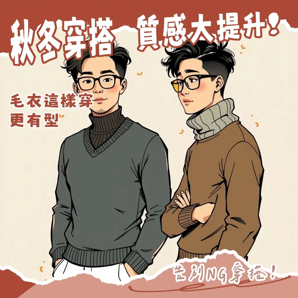 毛衣男穿搭指南，詳細介紹不同毛衣款式、材質的搭配技巧，涵蓋單穿、內搭、疊穿等實用穿搭大綱，助你輕鬆成為秋冬時尚型男。