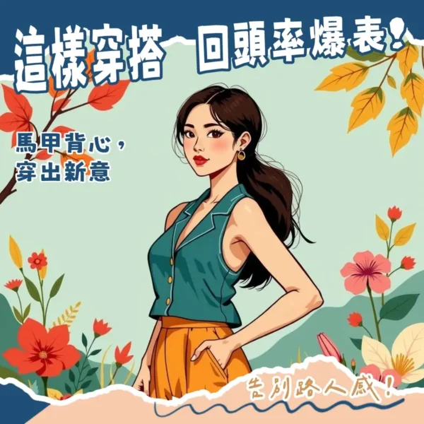 馬甲背心女穿搭教學，包含西裝、針織、工裝馬甲背心的單穿與疊穿技巧，以及不同身形與材質的搭配指南。