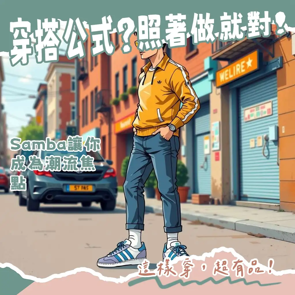 adidas Samba男生穿搭攻略，經典復古、街頭潮流、Smart Casual風格，搭配白襪展現品味。