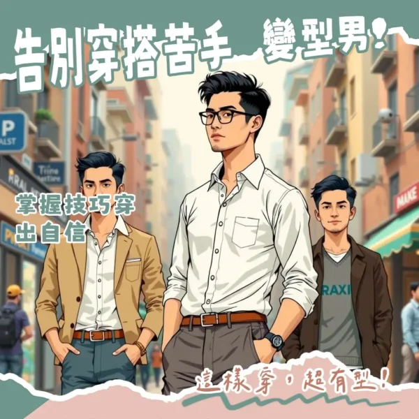男生穿搭指南,掌握合身簡潔原則,結合City Boy、Clean Fit、Gorpcore風格與配件提升質感。