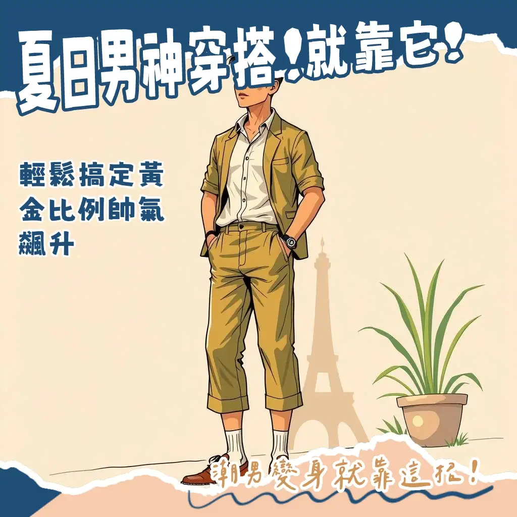 七分褲男穿搭指南，教你如何透過選擇長度、版型、鞋襪，打造顯瘦黃金比例。