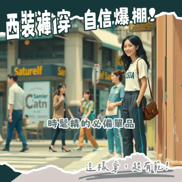 西裝女穿搭示範，女生西裝褲版型挑選與日常風格搭配技巧，呈現俐落質感。