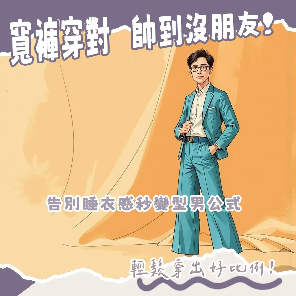 寬褲男穿搭全攻略：掌握上窄下寬、褲長與鞋款搭配，讓你每天有型又舒適。