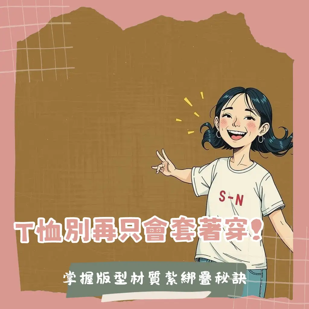 女生T恤穿搭教學，包含版型選擇、材質解析、多種搭配公式與常見問題解答，助妳打造時尚百變的T恤造型。