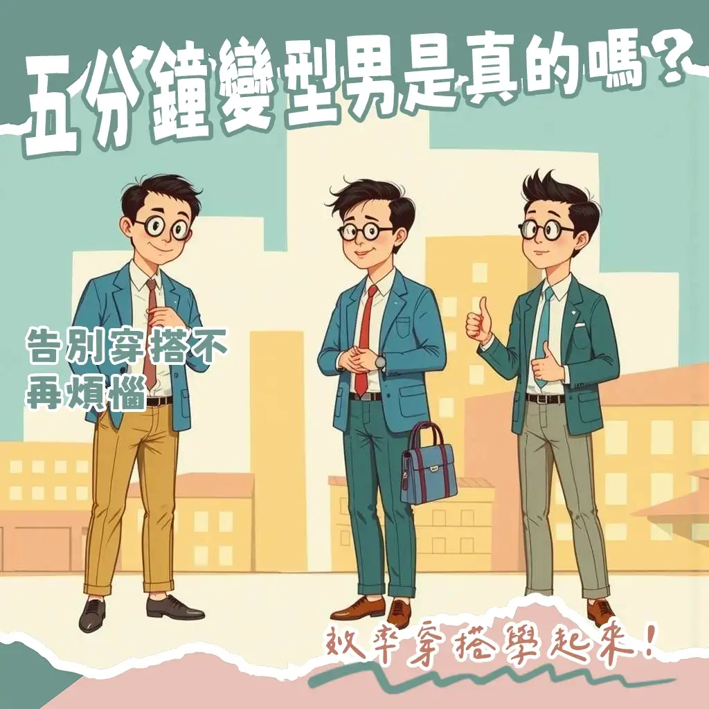男生穿搭分享指南，包含OOTD、每日造型、效率穿搭、風格建立與實用技巧。